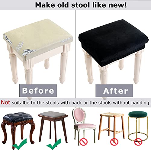 Soft Velvet Vanity Bench Cover - XS Stretch Washable Slipcover