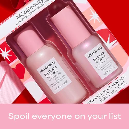 MCoBeauty Hydrate & Glow Mini Travel Skincare Set - Pore Refining Toner & Dewy Serum
