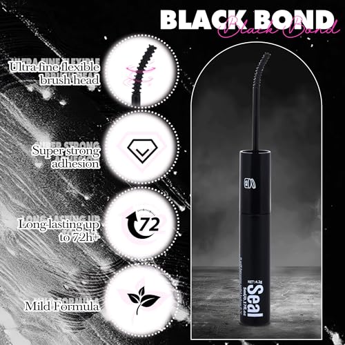 Waterproof Lash Glue with Bond & Seal Dual-Ended Applicator - Strong Hold, Long-Lasting Eyelash Adhesive for DIY Lash Extensions