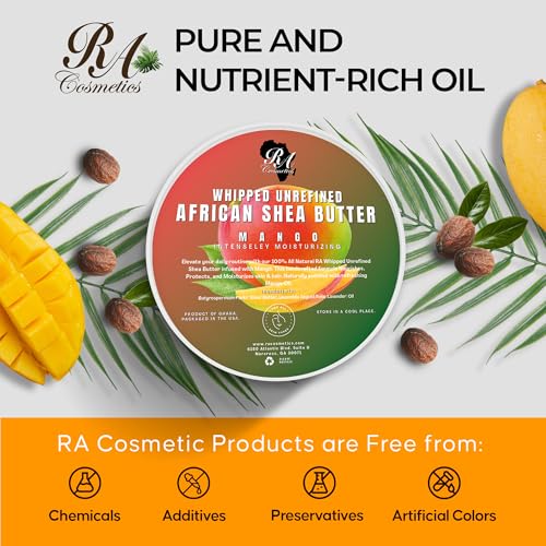 RA Cosmetics Whipped Shea Butter with Mango Extract - 12oz Natural Body Butter