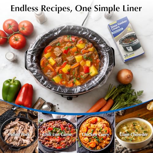 Homtone Disposable Slow Cooker Liners - 30 Pack, 13x21 Inch, BPA-Free for 3-8 Quart Pots