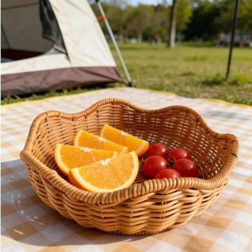 Handmade Woven Rattan Decorative Storage Basket, 8.66 Inch