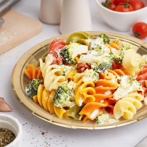 Gold Disposable Paper Plates - 50 Pcs 9 Inch Dinner Plates Set