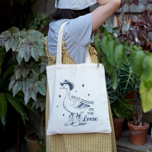 Silly Goose Canvas Tote Bag - Cute Reusable Bag for Goose Lovers