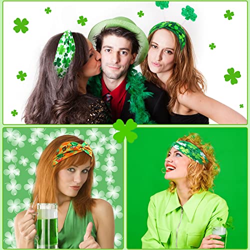 St. Patrick's Day Shamrock Headbands for Women - 12 Pack Elastic Hairbands
