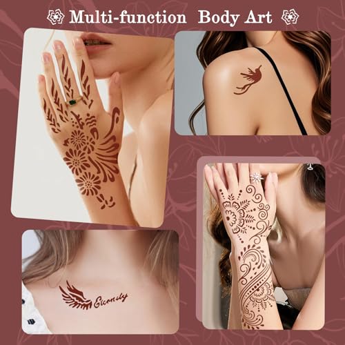 7PCS Temporary Tattoo Kit - 2 Black, 2 Brown, 2 Maroon, 1 Cherry Red