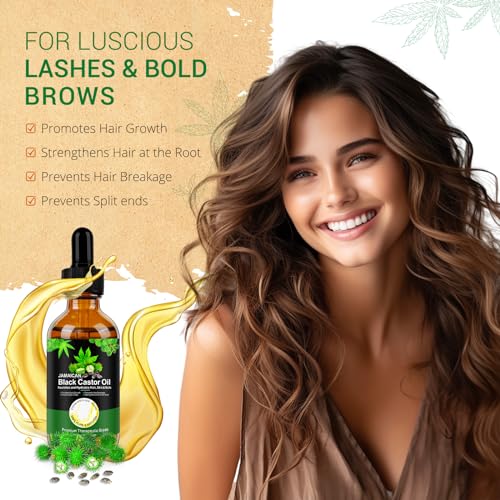 Organic Black Castor Oil for Hair Growth & Moisturizing Skin - 2 Fl Oz