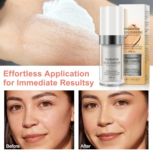 Find Back Color Changing Foundation SPF 15 - Long Lasting Moisturizing Liquid Makeup