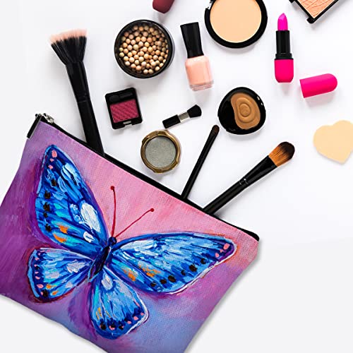 Butterfly Makeup Bag - Cute Canvas Cosmetic Bag for Travel