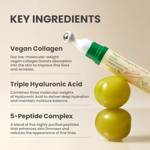 AXIS-Y Vegan Collagen Eye Serum - K Beauty Triple Hyaluronic Acid & Peptide Collagen Serum Improve Skin Elasticity, Reduce Fine Lines & Dark Circles - Vegan Korean Skin Care Eye Cream (0.33 fl. oz.)