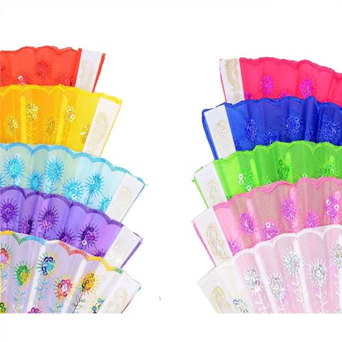 10 PCS Colorful Hand Fans with Peacock Pattern - Perfect for Parties & Weddings