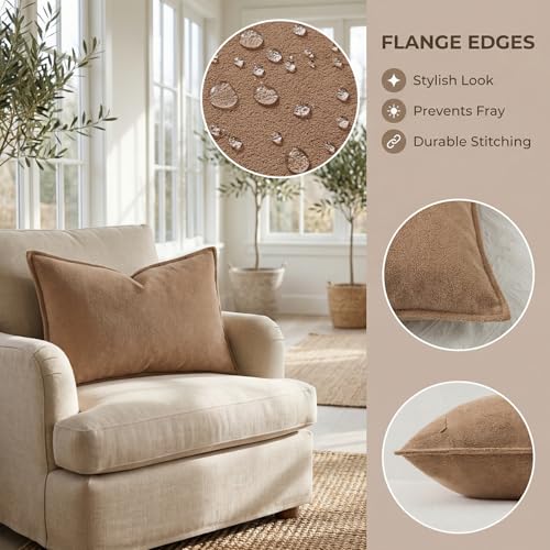 Soft Waterproof Lumbar Pillow Cover 12"x20" - Camel Color
