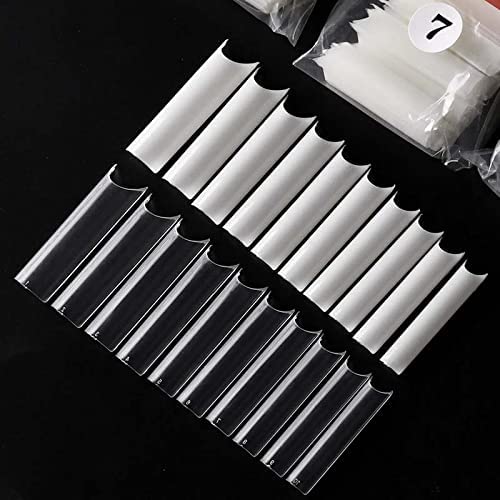 U-Shinein 504PCS XXXL Natural No C Curved Square Nail Tips Half Cover - 12 Sizes, Variation: Square-Natural 02