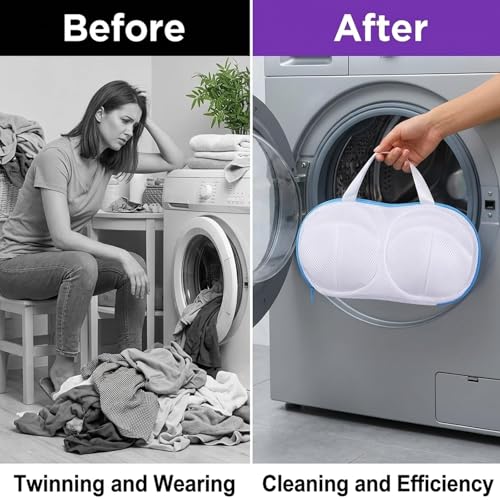 Set of 6 Reusable Bra Washing Bags with Zipper Closure