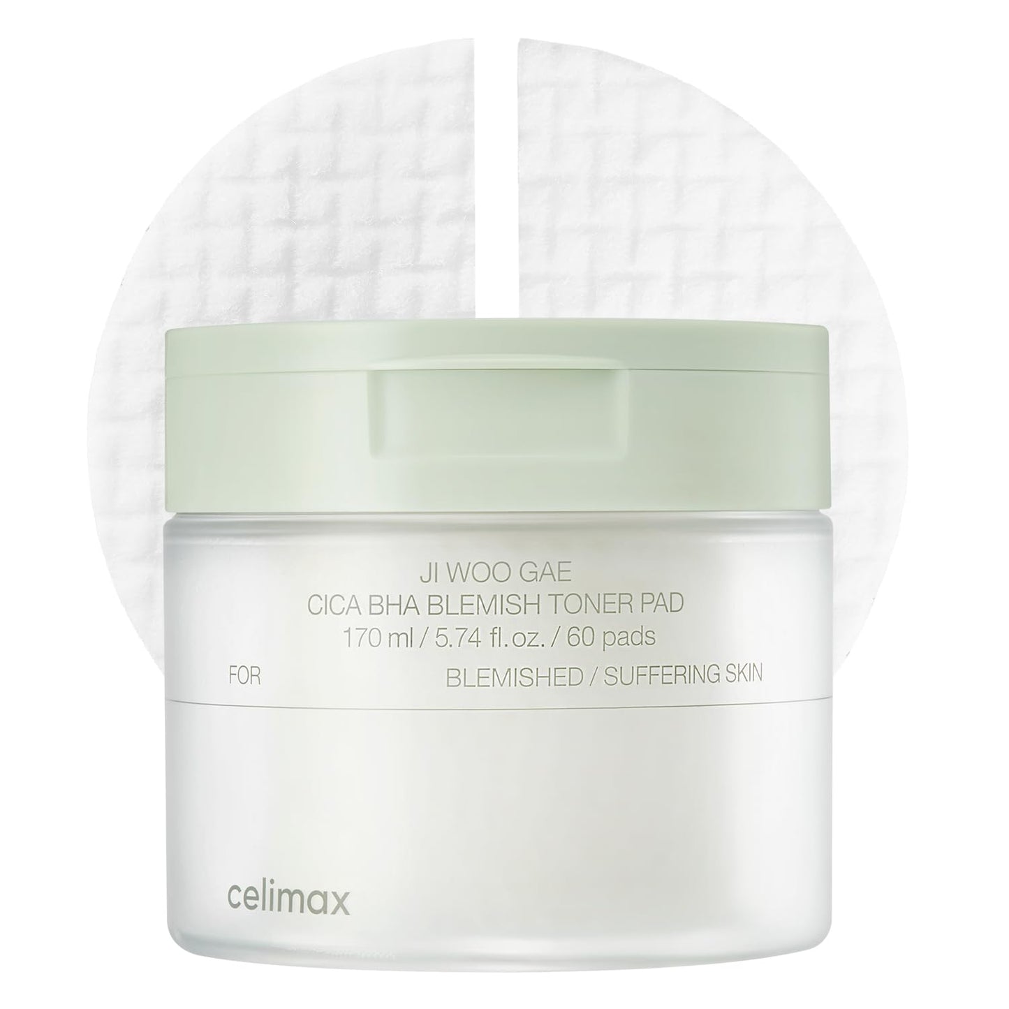 Celimax Ji.Woo.Gae CICA BHA Blemish Toner Pads - Hydrating & Soothing Complex with Centella Asiatica | 60 Pads