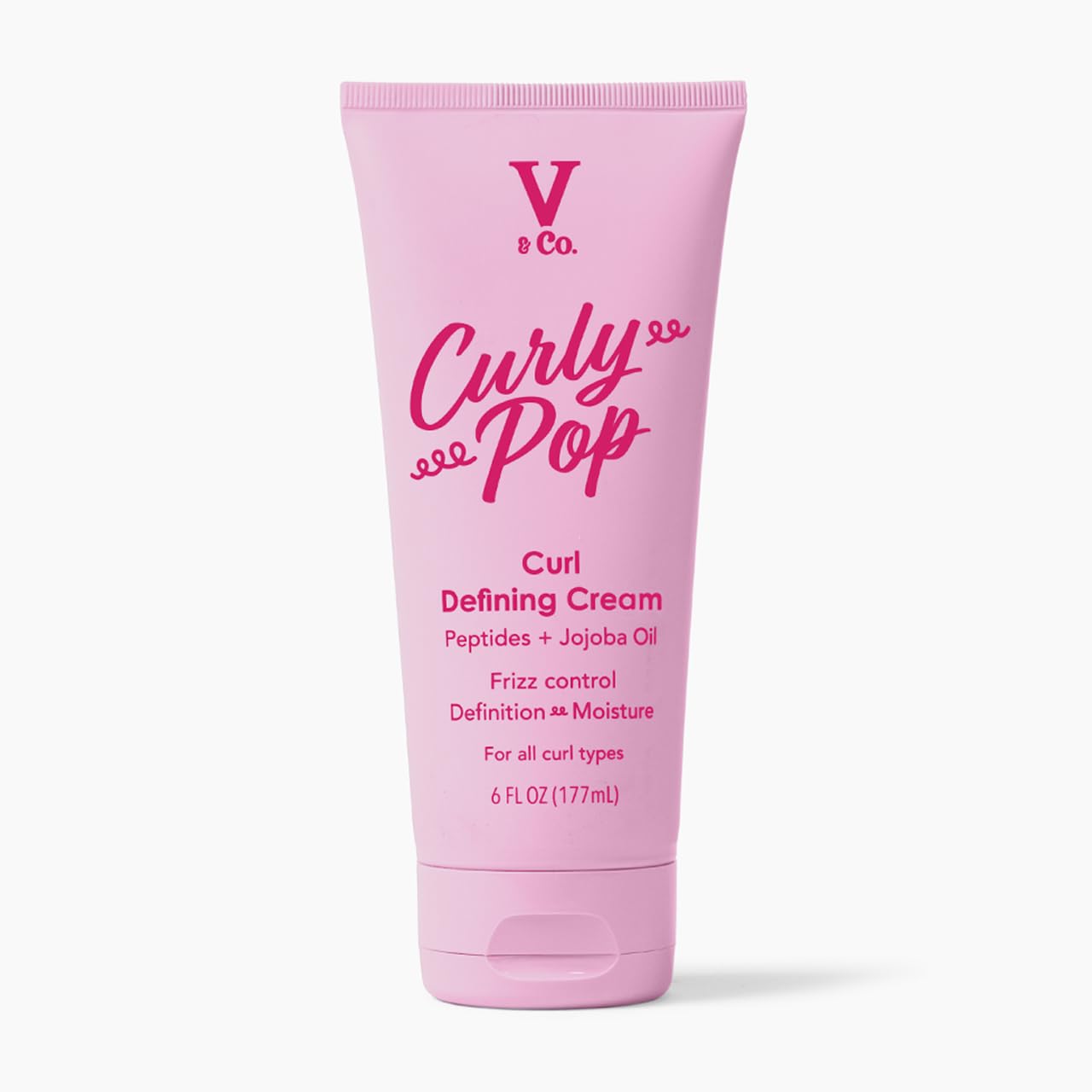 Curly Pop Curl Defining Cream - Anti-Frizz Moisturizing Hair Care with Peptides & Jojoba Oil | 6 oz