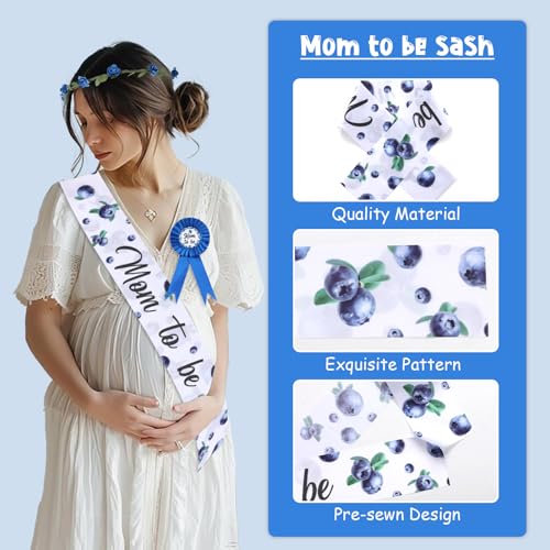 Blueberry Baby Shower Decorations Set - Sash, Pins & Flower Crown