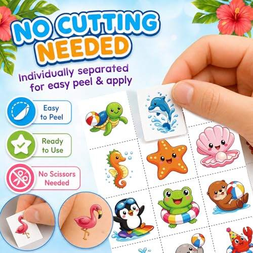 Hawaiian Luau Temporary Tattoos for Kids & Adults - Summer Party Decor