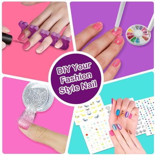 Kids Nail Art Kit with Non-Toxic Polish & Accessories - Perfect for Girls Ages 7-12