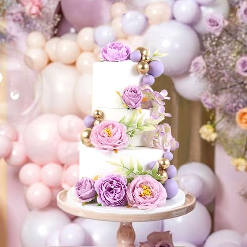 Ercadio 30-Pack Purple Artificial Flower Balls Cake Toppers