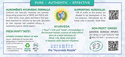 Auromere Neem & Clove Toothpaste - Fresh Mint, Fluoride-Free, Vegan