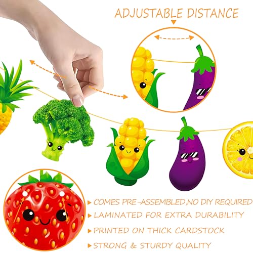 Fruit and Vegetable Banners Set for Summer Parties - 2 Cute Banners