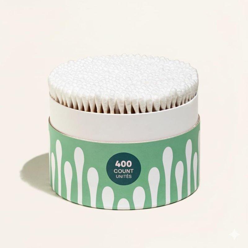 Organic Cotton Swabs - 400 Count Hypoallergenic & Chlorine-Free | Soft, Gentle & Absorbent