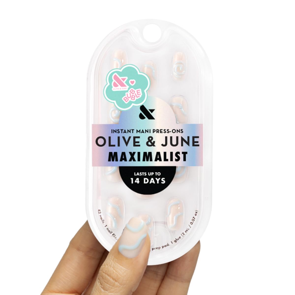 Maximalist Press-On Nails | 42 Non-Toxic Fake Nails in 21 Sizes | Short Almond Sparkle Party Design