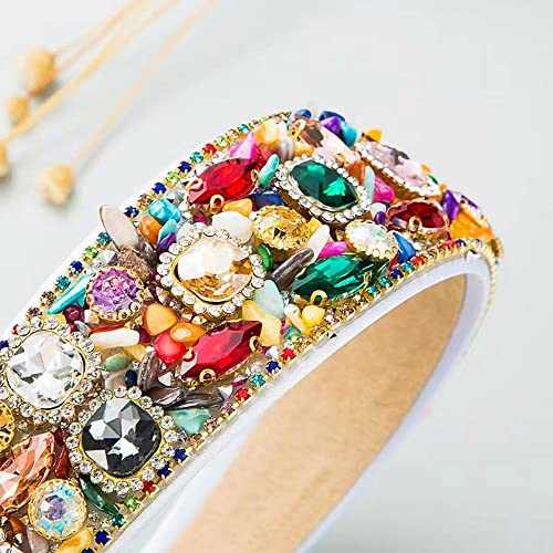 Iridescent Rhinestone Headband for Women - Candy Color Turquoise Glitter Hair Accessory