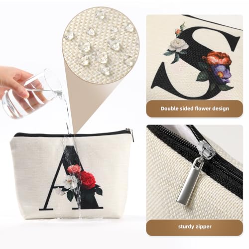 Gyflo Personalized Initial A Travel Makeup Bag for Women - Monogram Cosmetic Organizer, Gift Idea