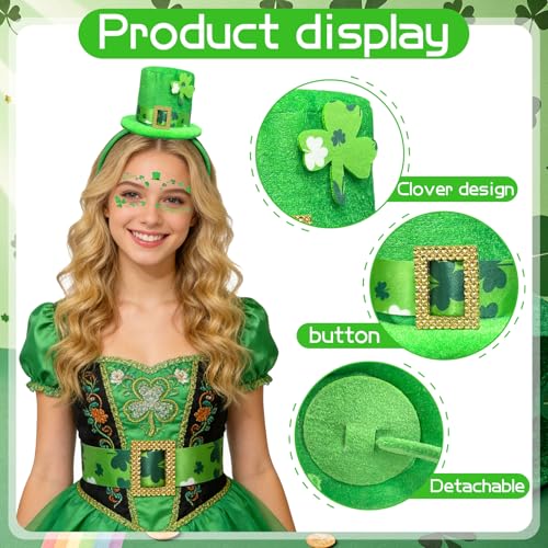St. Patrick's Day Leprechaun Hat Headband with Sequin Shamrock