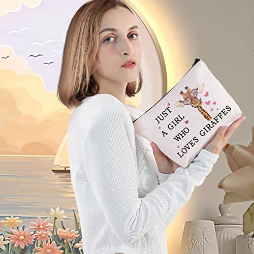 LEVLO Giraffe Cosmetic Bag - Who Loves Giraffes Canvas Zipper Pouch