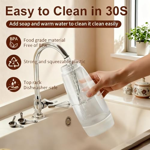 Kvcik 33oz Silicone Pancake Batter Mixer & Dispenser with Stand