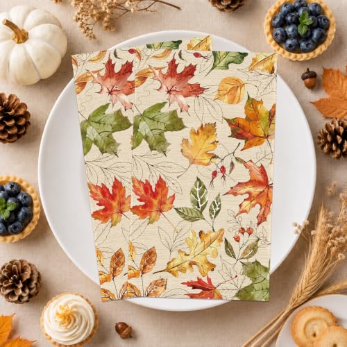 Fall Leaf Paper Napkins - 100pcs Decorative Hand Towels
