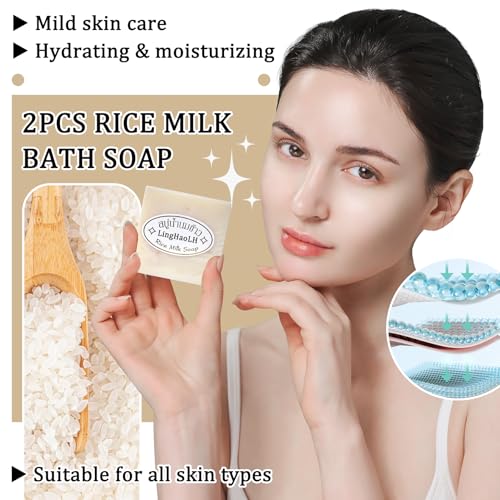 Rice Milk Bar Soap for Face & Body - Hydrating, Deep Cleansing, Oil Control