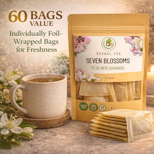 7 Blossoms Herbal Tea – 60 Caffeine-Free Tea Bags – 100% Natural & Vegan