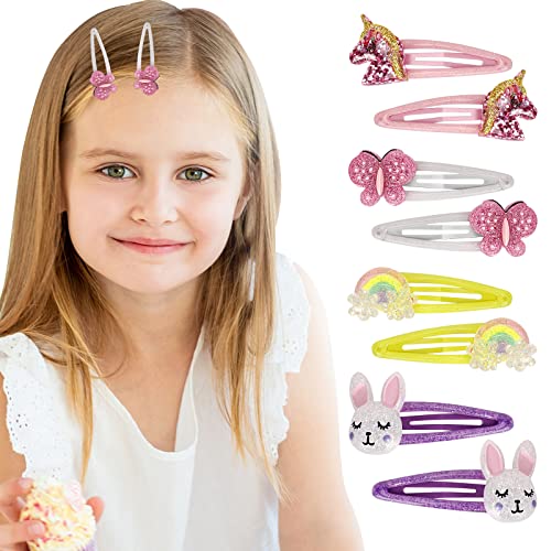 Unicorn Butterfly Rabbit Hair Clips Set for Girls - 8 Pcs