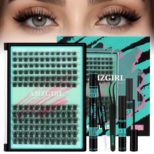 AMZGIRL DIY Lash Clusters Kit - Midnight - 144pcs D Curl 8-16mm