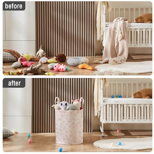 Large Baby Laundry Basket with Handles - Pink Nursery Hamper