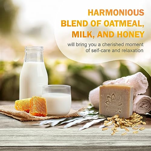 Relaxcation Natural Goat Milk & Honey Cold Process Soap Bar - Handcrafted in USA, Sensitive Skin