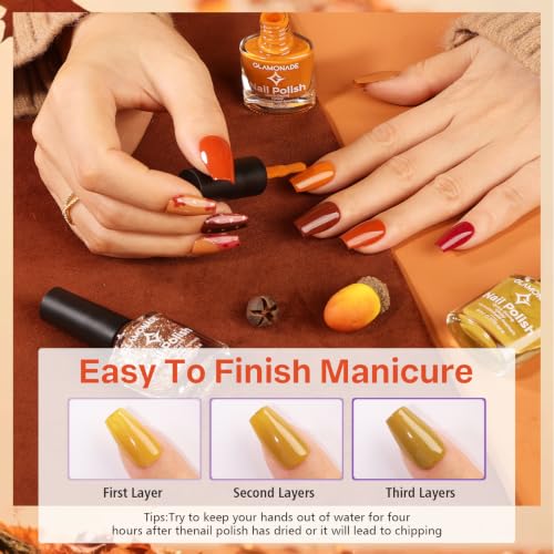 Glamonade 6-Piece Fall Nail Polish Set - Long-Lasting Quick Dry Autumn Colors