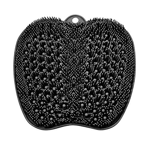 BESKAR XL Black Shower Foot Scrubber Mat with Non-Slip Suction Cups