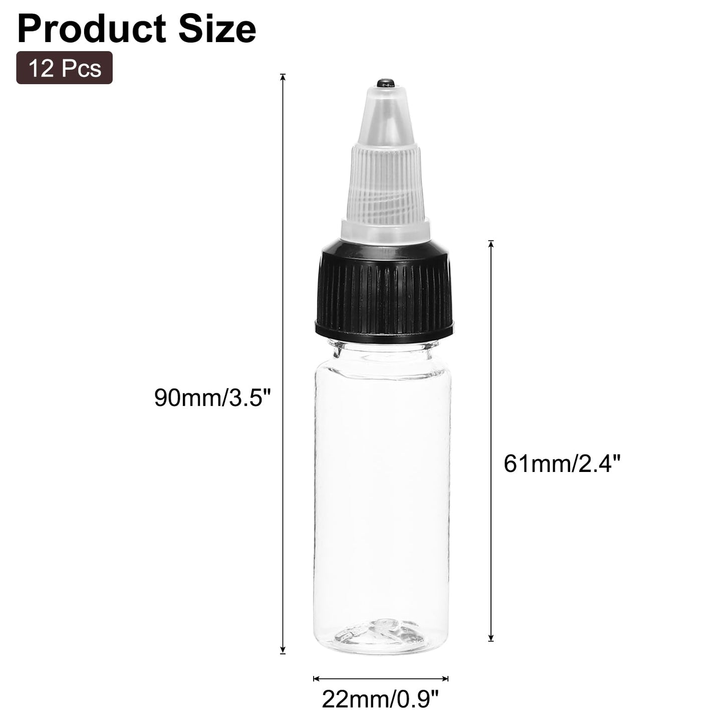 MECCANIXITY 12Pcs 0.5oz/15ml Squeeze Bottles, Clear Dispensing Bottles with Twist Cap Lids, Plastic Squirt Bottle for Ketchup, Mustard,and Crafts