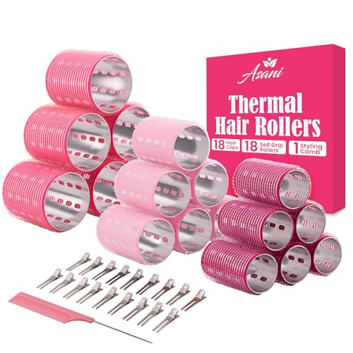 Large Multi-Colored Thermal Hair Rollers Set - 37pc with Clips & Comb