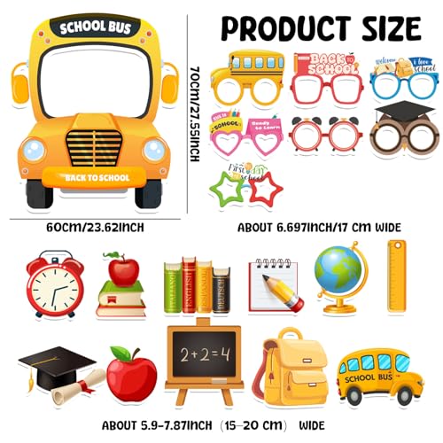 Back to School Photo Props Set - School Bus Frame & 18 Accessories