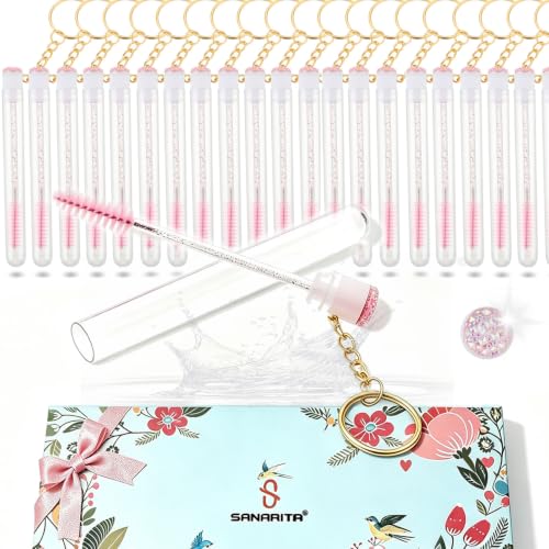 Crystal Pink 48 pcs Disposable Mascara Wands Set Eyebrow Spoolies Beauty Tools