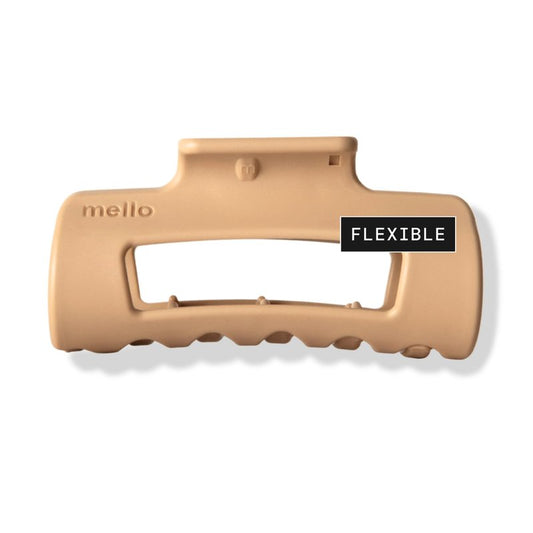 Mello Small Hair Clip - Flexible Comfort Hair Claw for Women, Strong Hold for Thick & Thin Hair Styling, Durable Material, Matte Non-Slip Finish, Made in Korea, Patent Pending (Light Brown, Small)