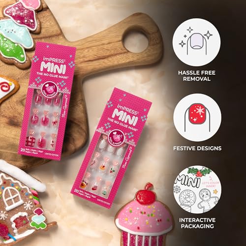Kids Holiday Press On Nails - Non-Toxic, Easy Application, Festive Red & Reindeer Design