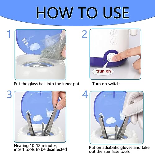 High Temperature Nail Tool Cleaner Machine with Glass Beads for Salon Tools