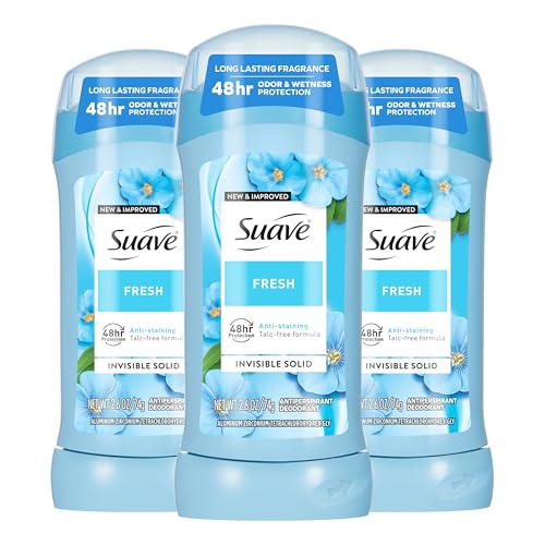 Suave Women's Antiperspirant Deodorant Stick, Fresh, 48HR Protection, 3 Pack